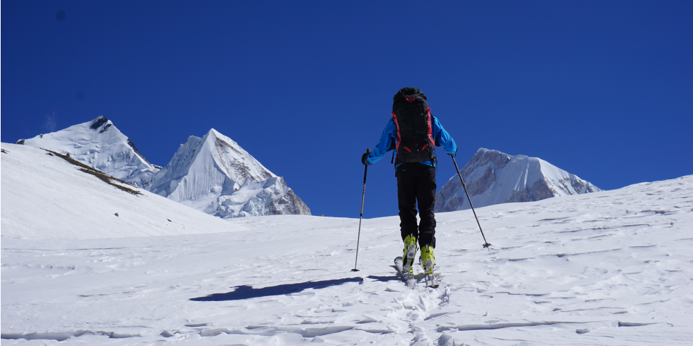 ski touring at 8000 meters