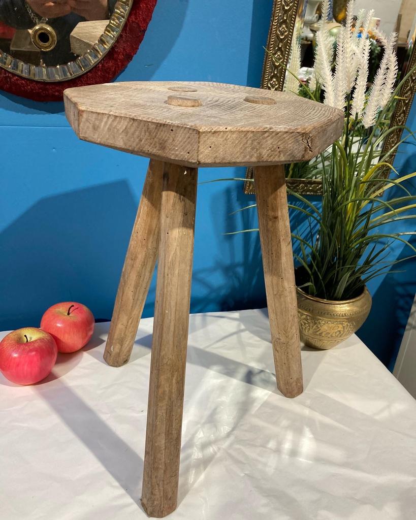 antique oak milking stool