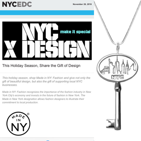 Thank you @nycxdesign @madeinnyfashion for featuring the “Key to the City” in the holiday gift guide!  Michele Benjamin Jewelry, "Key to the City"