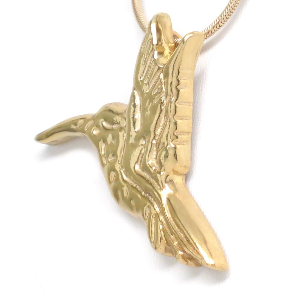 18K Gold Plated Bronze Hummingbird Necklace 18 in. L. - Michele Benjamin - Jewelry Design Fashion Jewelry Necklaces - No Gemstones