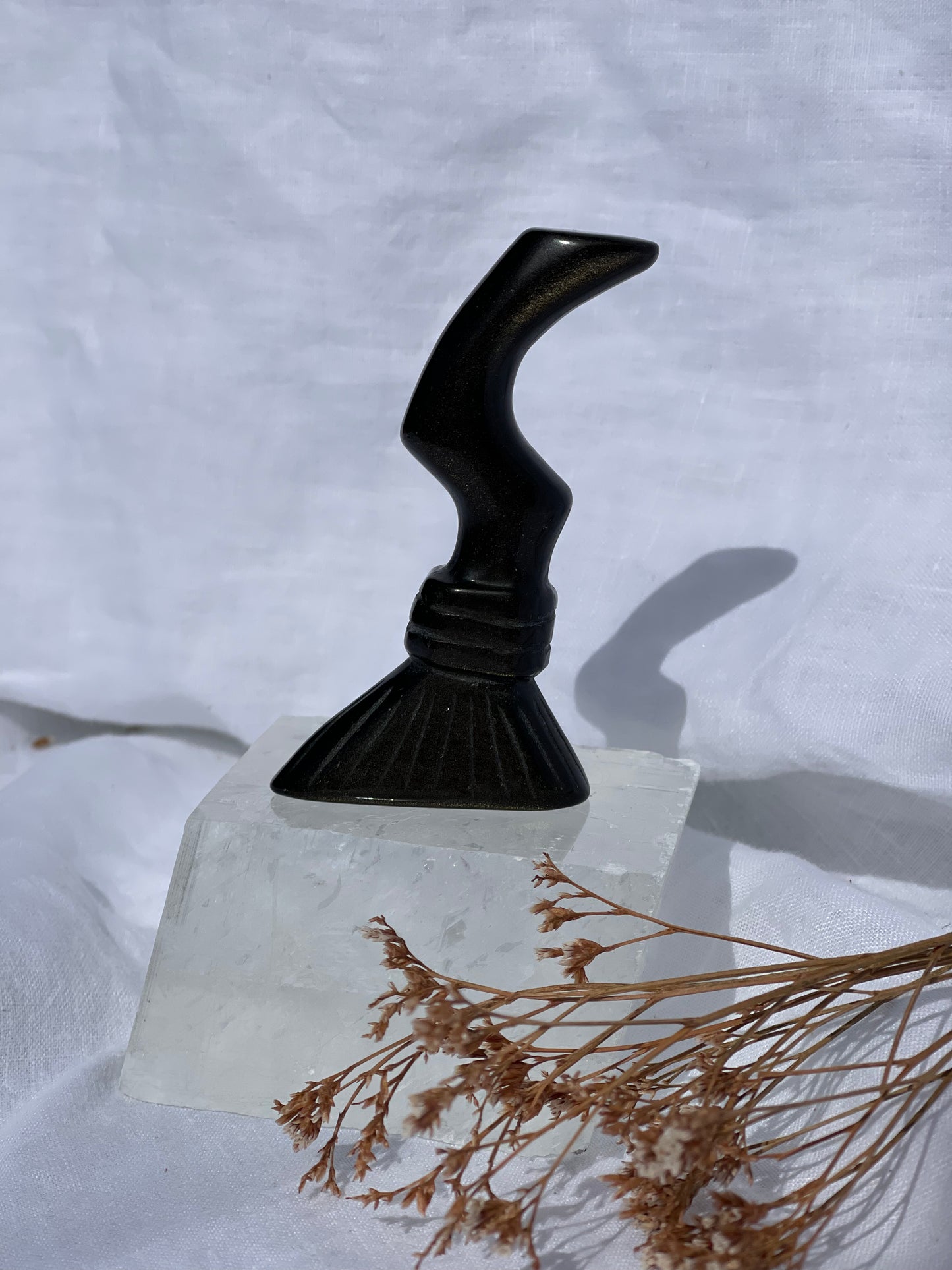 Golden Sheen Obsidian Witch Broom
