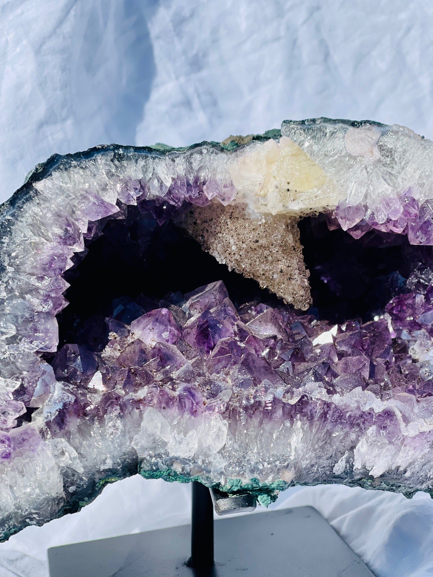Amethyst Cave With Sugar Calcite Inclusion