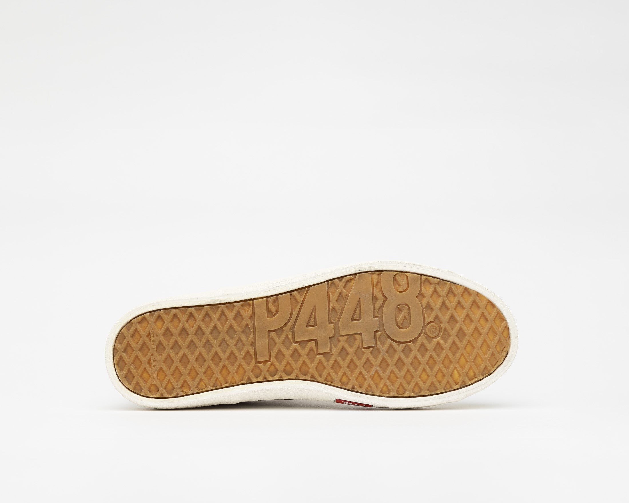 Y.C.S.L. Low-Top Volcanized Sneaker in White/Red - Bottom