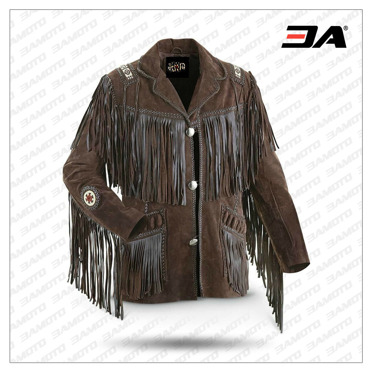NEW Mens Traditional Western Cowboy wear Brown Suede Leather Jacket with fringe