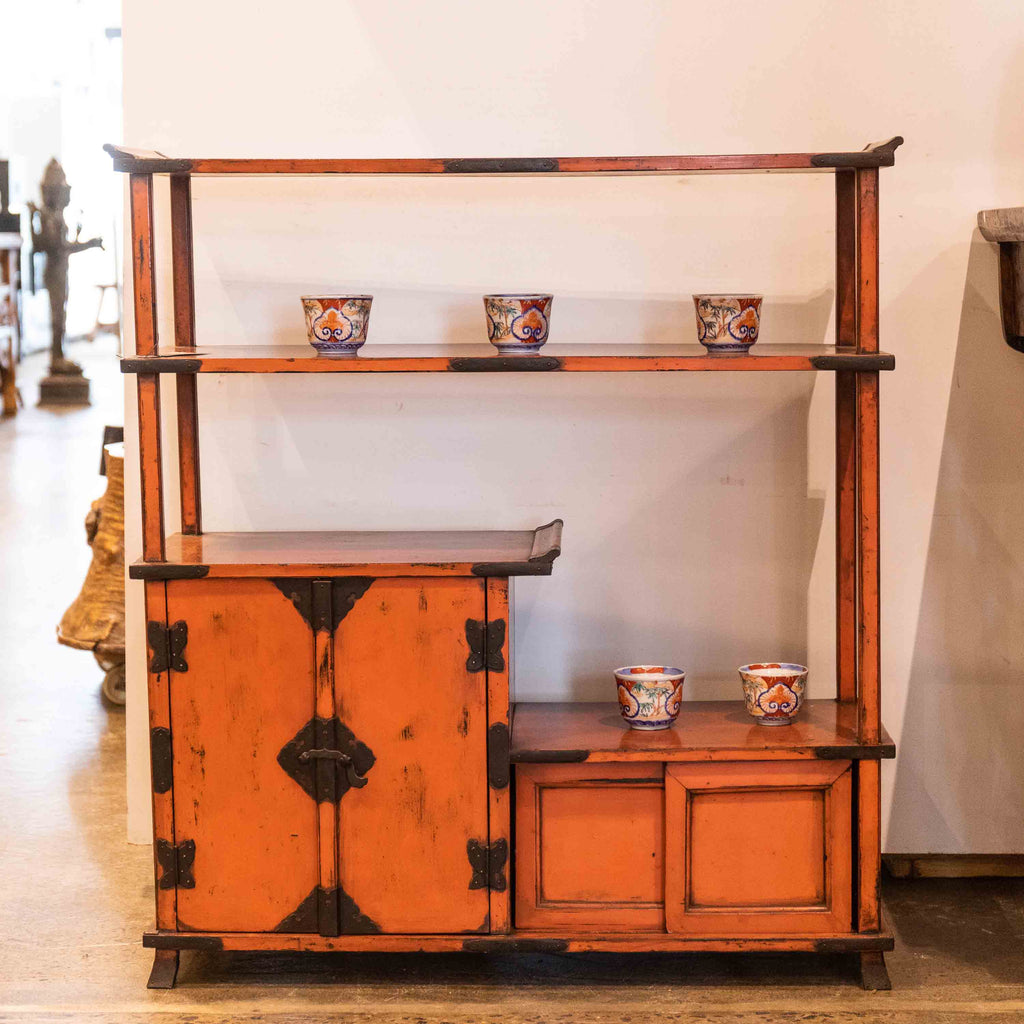 Japanese Red Lacquer Tea Cabinet