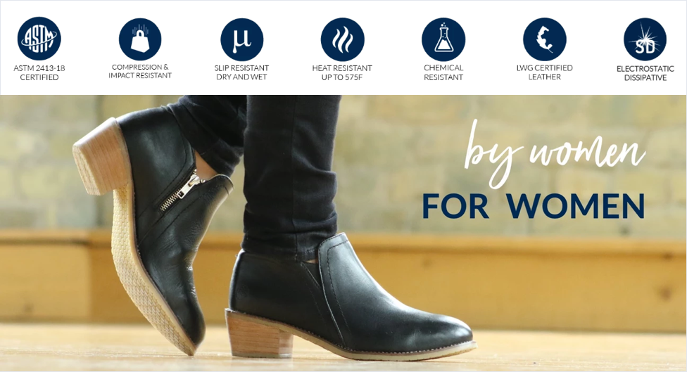 Xena Workwear steel-toe shoes are designed for women by women