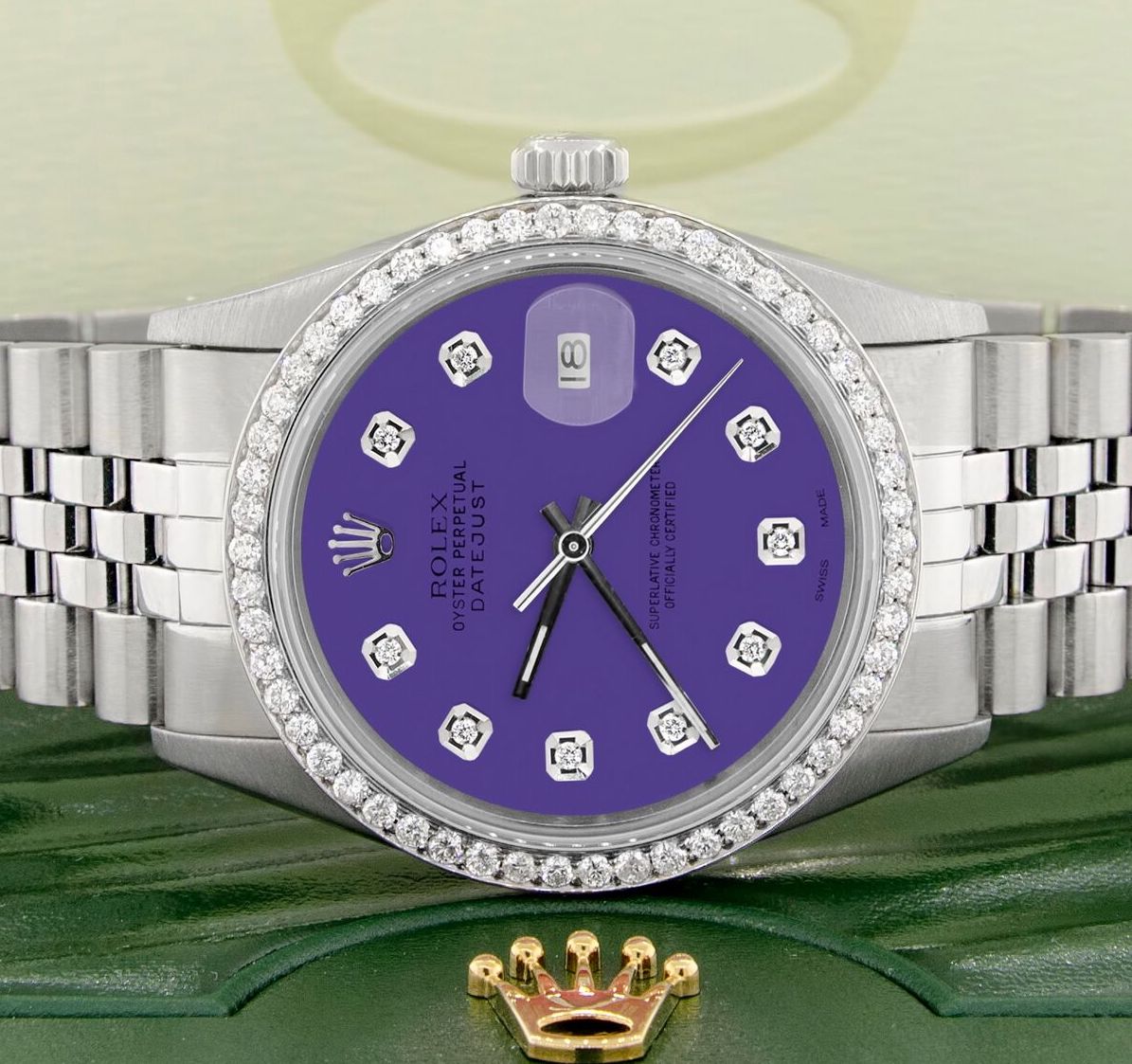 Rolex Datejust Steel Watch Diamond Bezel/Purple Dia