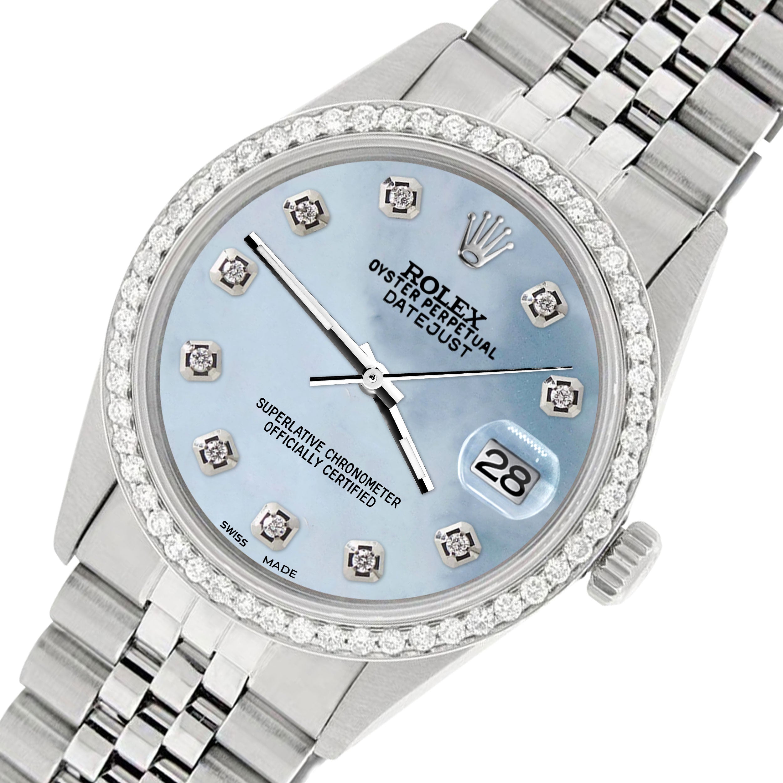 Rolex Datejust Steel Jubilee Watch/1.1CT Diamond Blue Dial