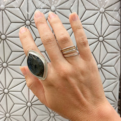 Mixed stack with labradorite cocktail ring