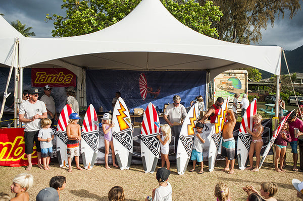 16th annual irons brother pine trees classic hanalei tamba surf company kauai surfboard giveaway