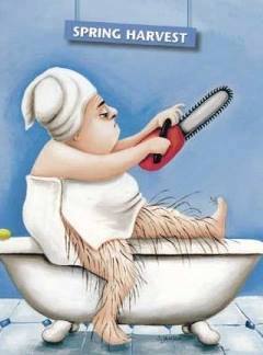 hair legs help chainsaw excess sick funny cartoon shaving hairy woman winter shave her long lady