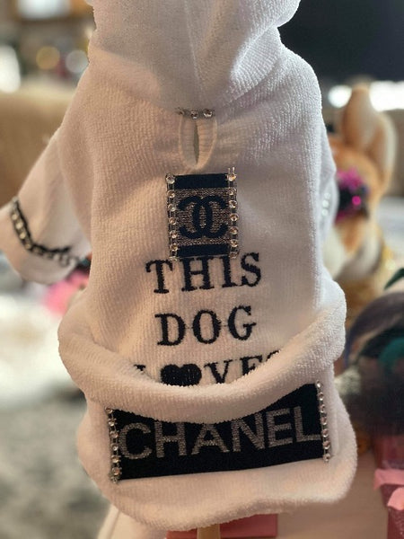 chanel dog hoodie