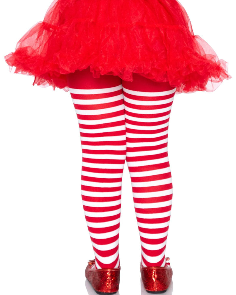 Child Red And White Striped Tights