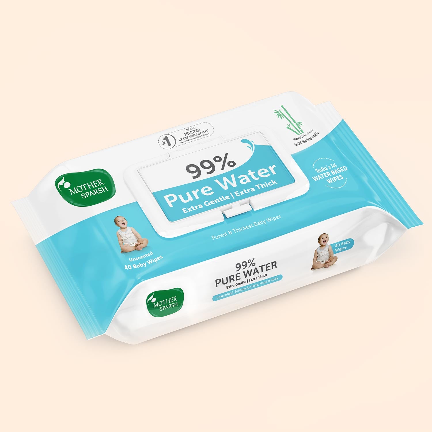 Buy Pure Water Unscented Baby Wipes For Sensitive Skin | Mother Sparsh