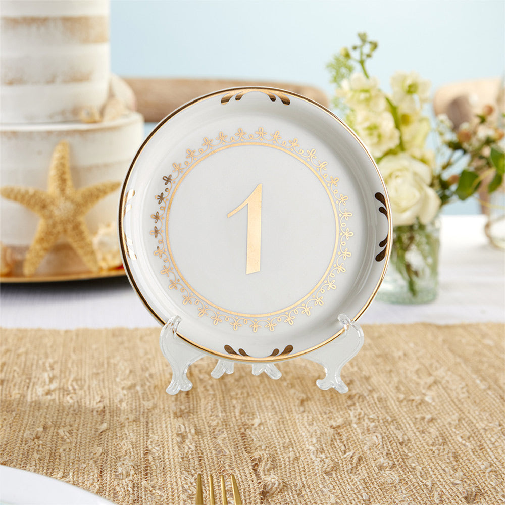 Tea Time Vintage Plate Table Numbers (1-6) - Alternate Image 7 | My Wedding Favors