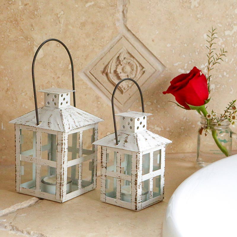 Vintage White Distressed Lantern - Small - Alternate Image 4 | My Wedding Favors