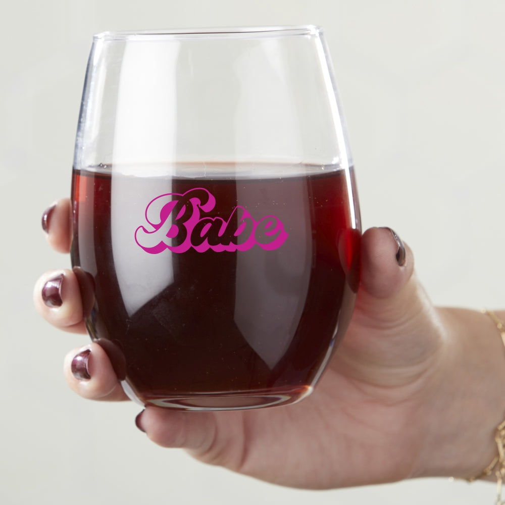 15 oz. Stemless Wine Glass - Retro Babe (Set of 4) - Alternate Image 3 | My Wedding Favors
