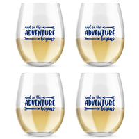 Thumbnail for 15 oz. Stemless Wine Glass - Adventure Begins (Set of 4) - Alternate Image 4 | My Wedding Favors