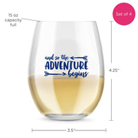 Thumbnail for 15 oz. Stemless Wine Glass - Adventure Begins (Set of 4) - Alternate Image 6 | My Wedding Favors
