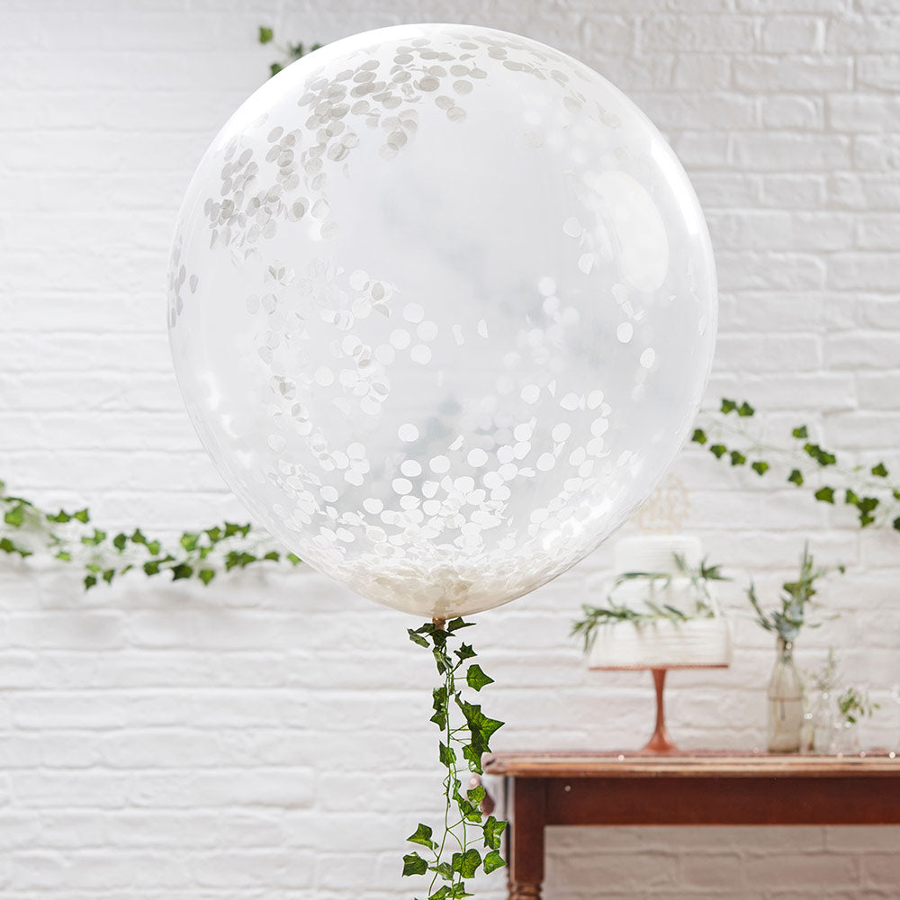 Beautiful Botanics White 36" Confetti Balloons (Set of 3) - Main Image | My Wedding Favors