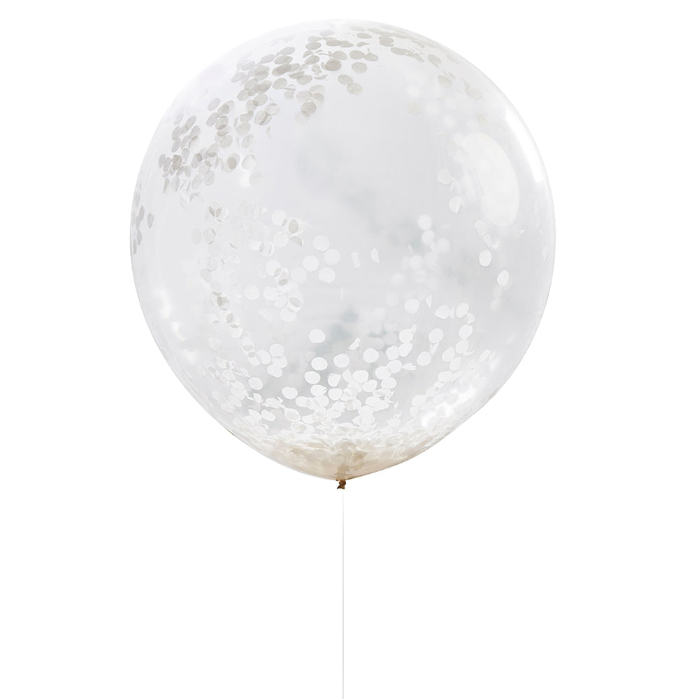 Beautiful Botanics White 36" Confetti Balloons (Set of 3) - Alternate Image 2 | My Wedding Favors