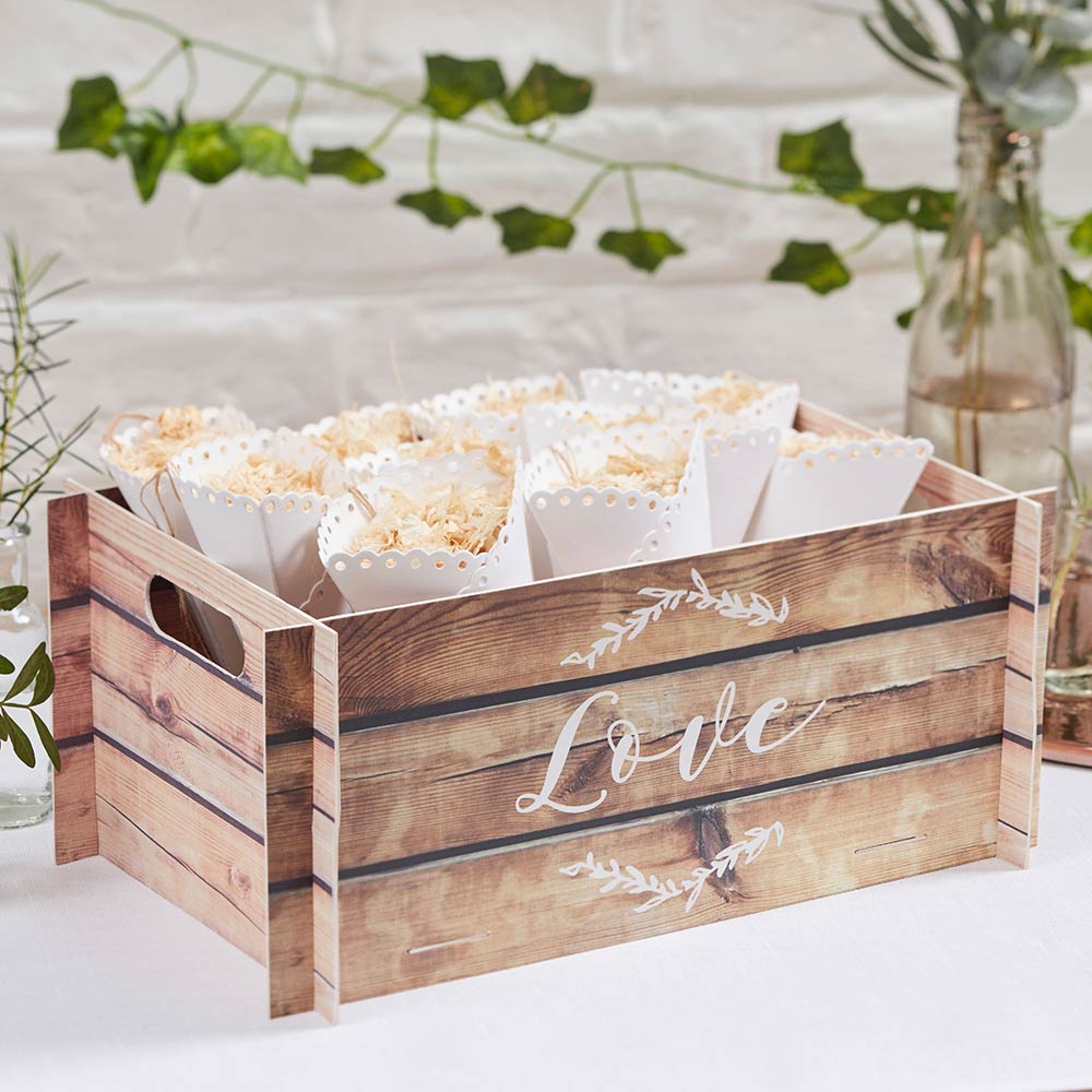 Beautiful Botanics Collapsible Wooden Effect Card Crate - Main Image | My Wedding Favors