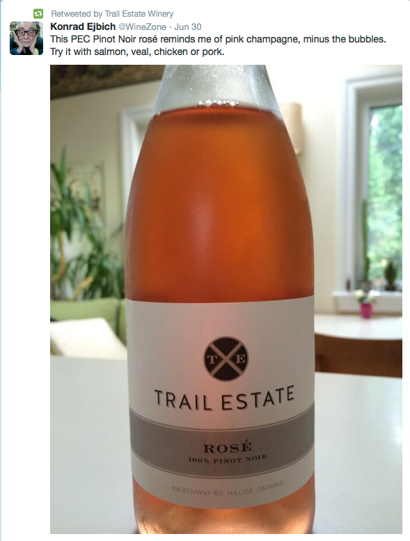 Trail Estate Winery - Tweet Review for Rose Wine