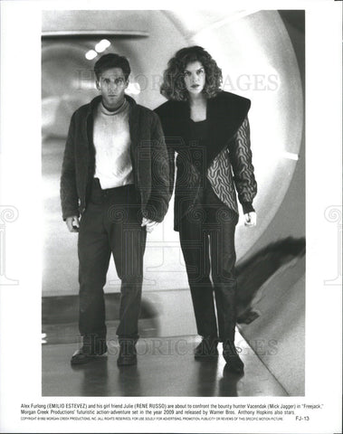 1992 Press Photo Freejack Emilio Estevez Rene Russo Mick Jagger - Historic Images