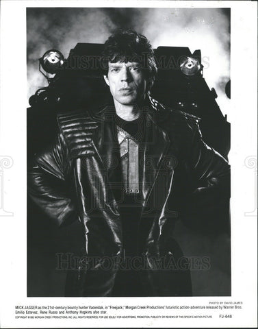 1992 Press Photo Singer Mick Jagger Becomes Actor In Warner Bros. Movie Freejack - Historic Images