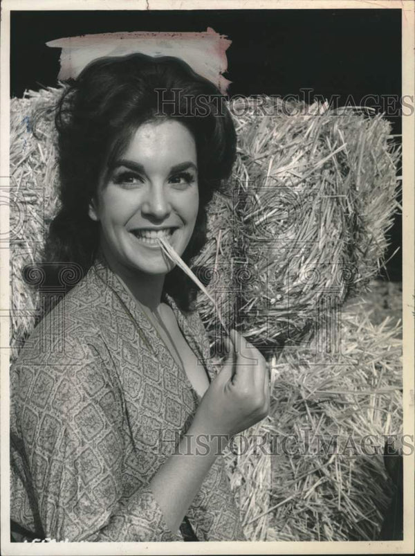 1962 Television Actress Anita Sands Poses In Front Of Hay Bales Historic Images 