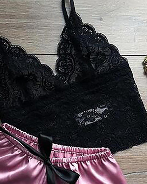 crochet floral lace eyelash top & slinky skirt sets