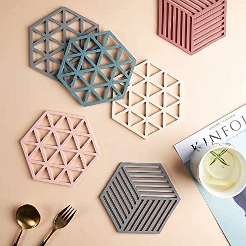 8 Pack DIY Coaster Silicone Mold Include 4 Pcs Square Concrete Cement Home Decoration 4 Pcs Hexagon for Casting with Resin