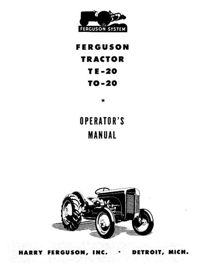 Ferguson TE 20 TO 20 TO 30 Tractor Repair Shop Manual TE20 TO20 TO30 Service 