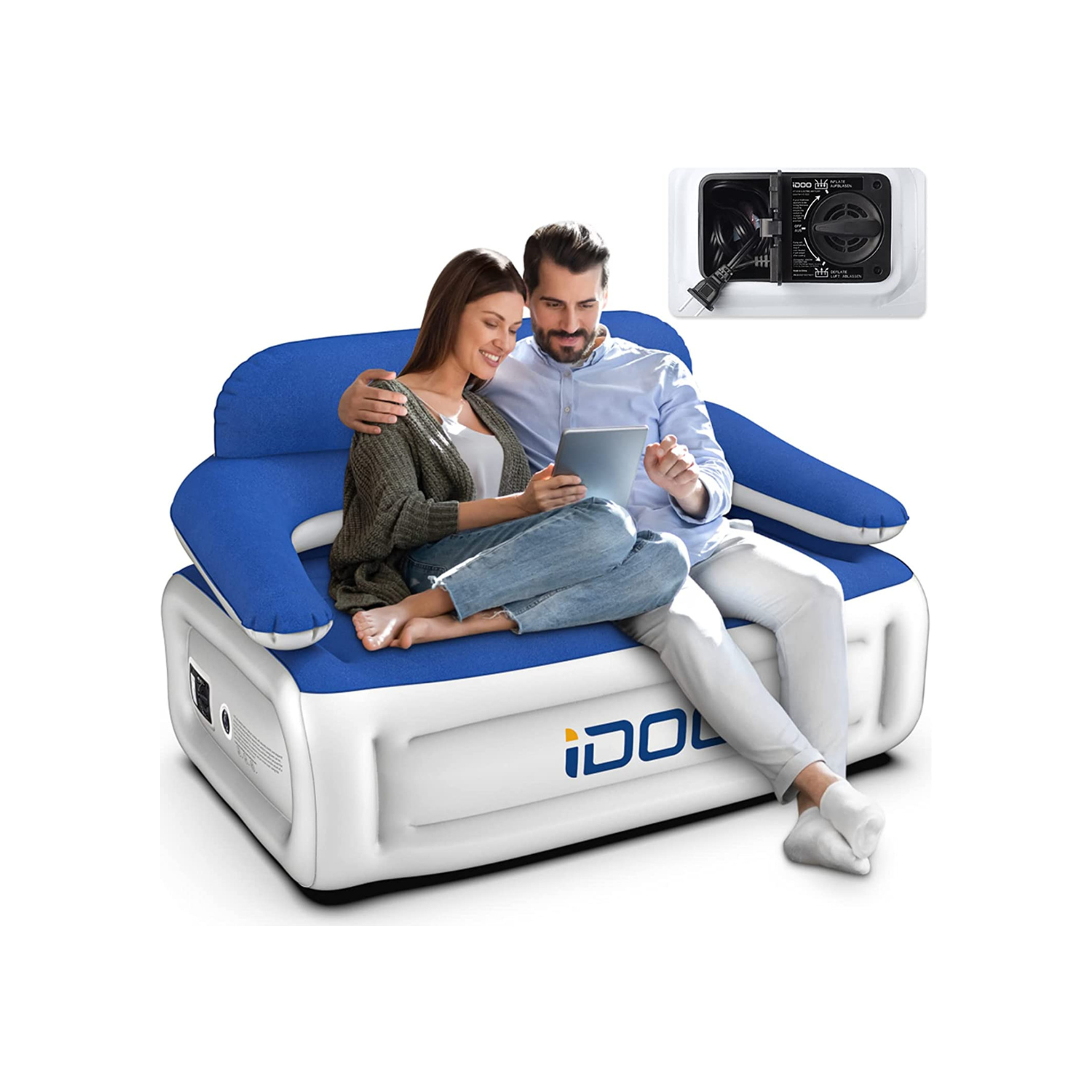 insluiten snelweg Specificiteit iDOO Inflatable Couch, Blow Up Sofa 3 Seater with Built-in Pum