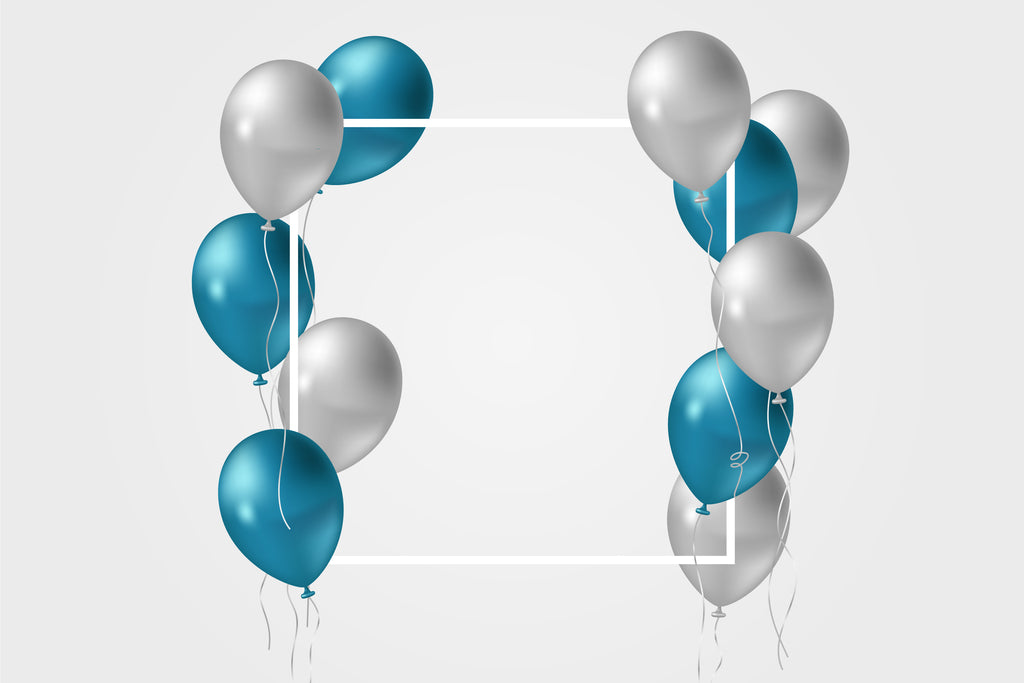 Blue and Silver Balloons Virtual Background