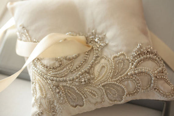 Ivory ring pillow wedding