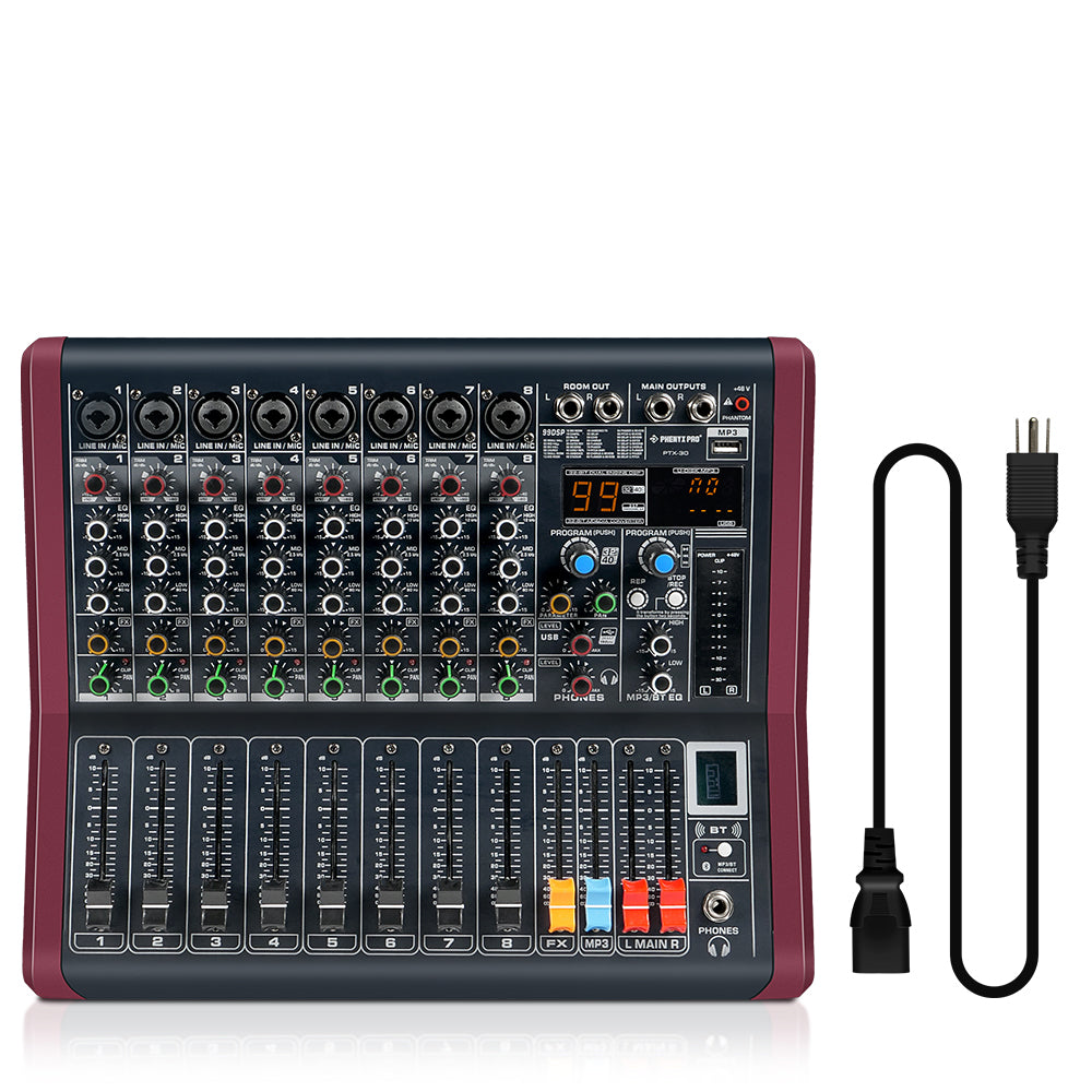 Phenyx PTX-30 Channel Audio Mixer with USB/BT Function