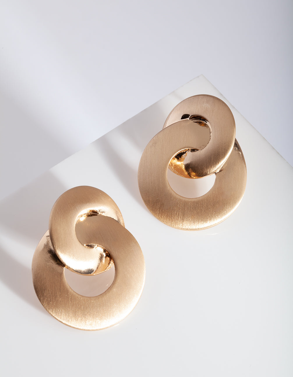 Gold Brushed Linked Drop Earrings