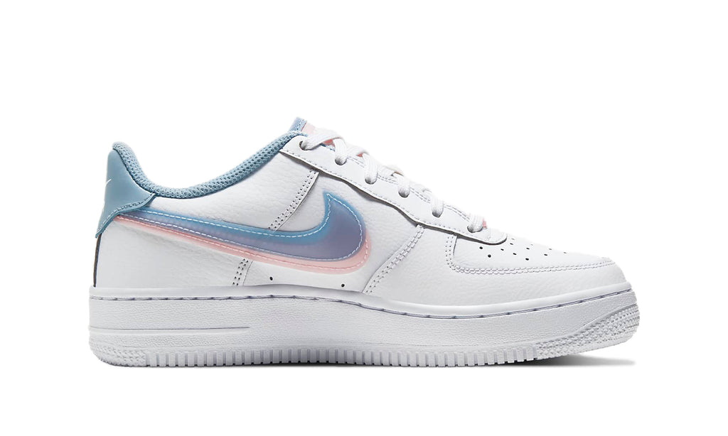 pink and blue swoosh air force 1