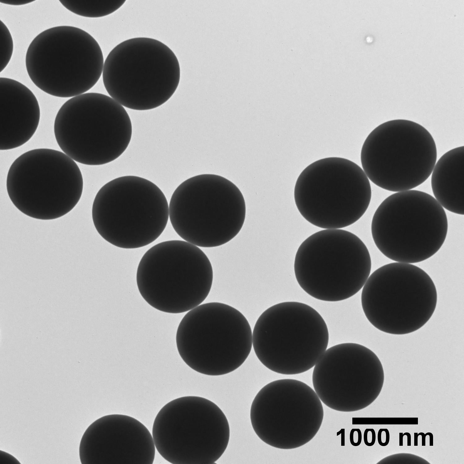 TEM image of 1 µm NanoXact silica nanospheres.