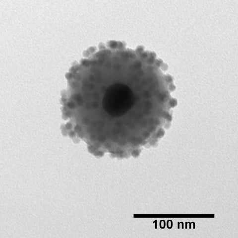 Silica-coated gold nanoparticle coated with quantum dots