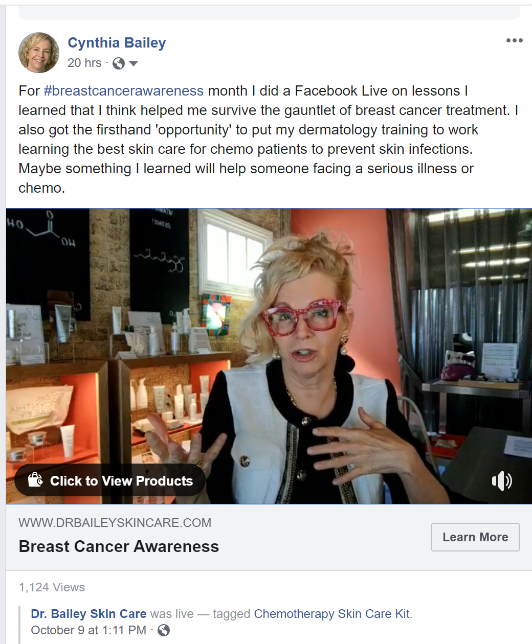 Dermatologist and breast cancer survivor Dr. Bailey's breast cancer story