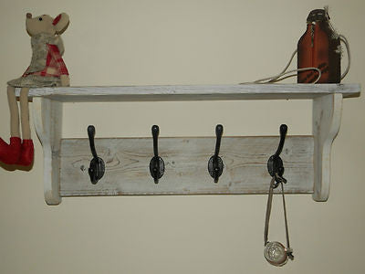 Shabby Chic Reclaimed Wood Coat And Hat Rack With Shelf Rustic