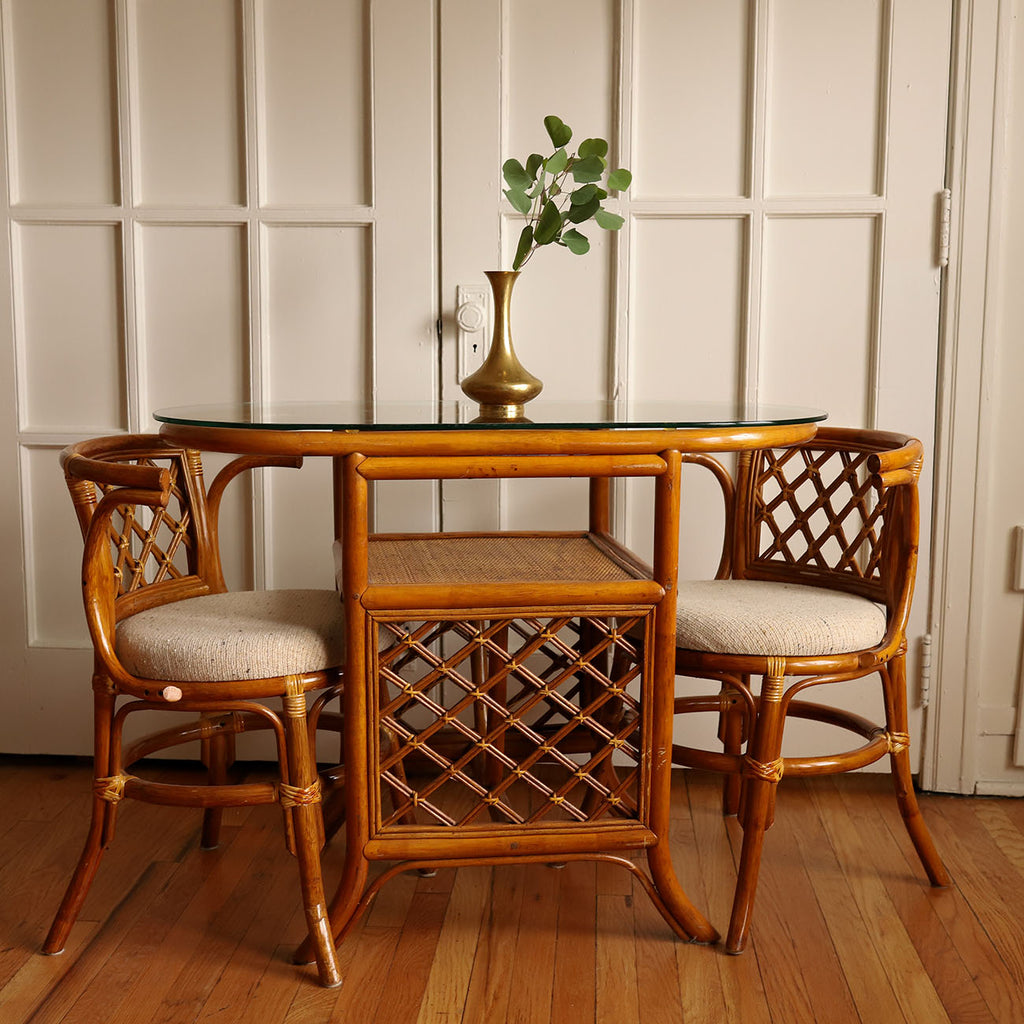 Vintage 60s Rattan Bamboo Dining Table Set for 2 – House of Palm