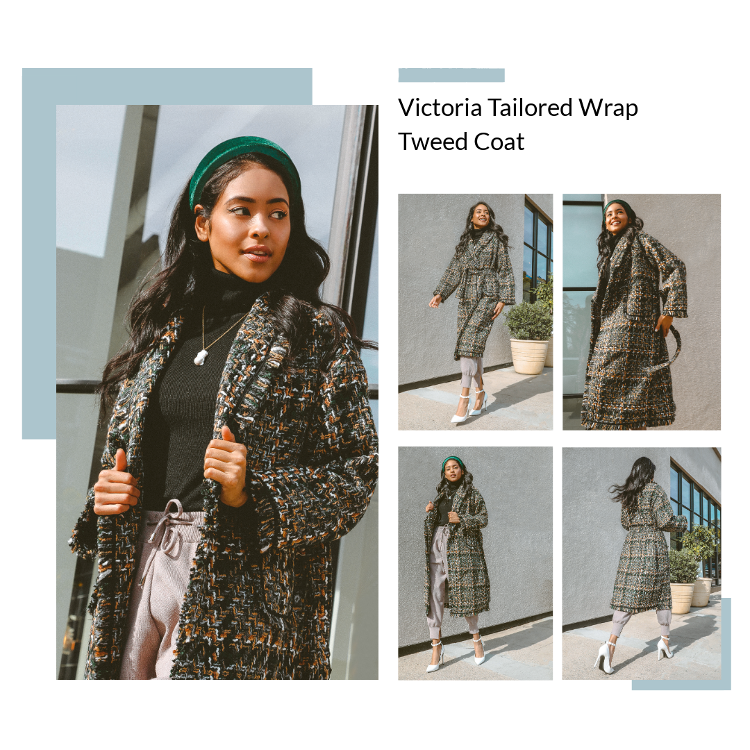M.USE Fashion Tweed Warp Winter Trench Coat