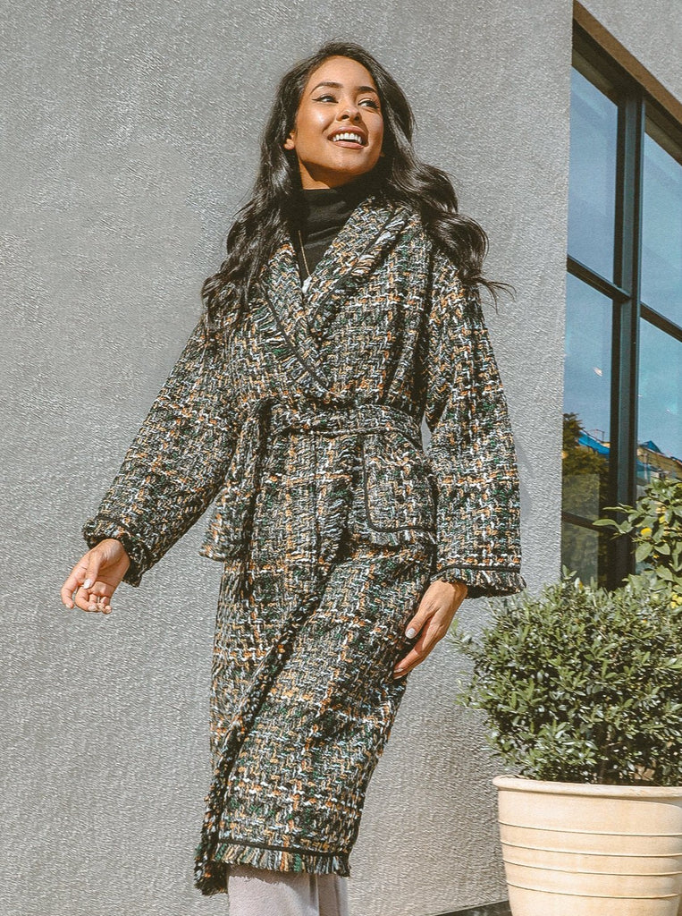 Victoria Tailored Wrap Tweed Coat by MUSE Fashion