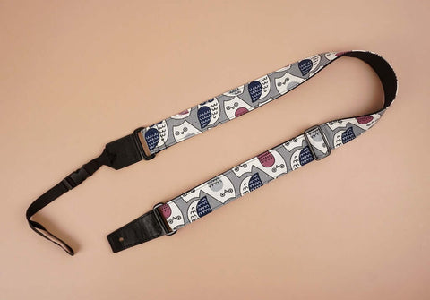 ukulele shoulder strap with cartoon owl printed