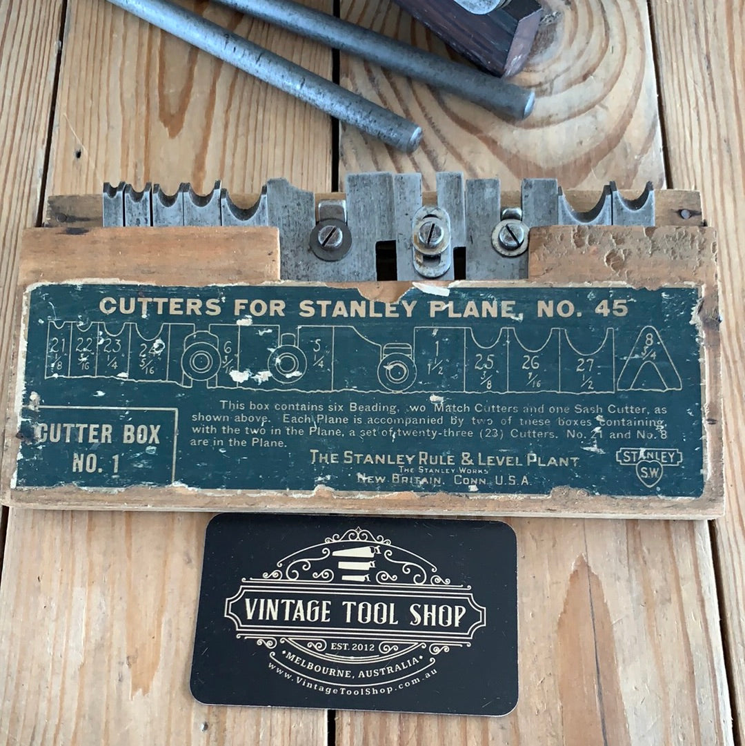 i85 Vintage STANLEY USA No.45 Sweetheart era Combination PLANE with cutters