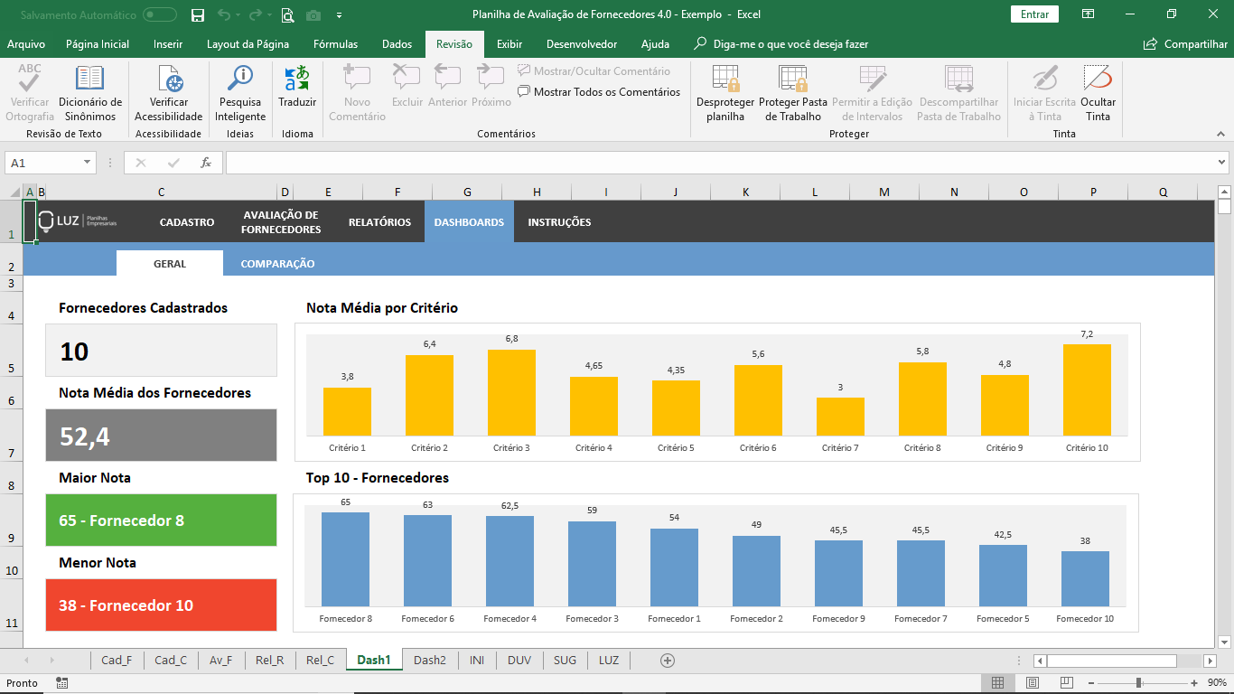 Planilha De Avalia O De Fornecedores Em Excel Planilhas Prontas