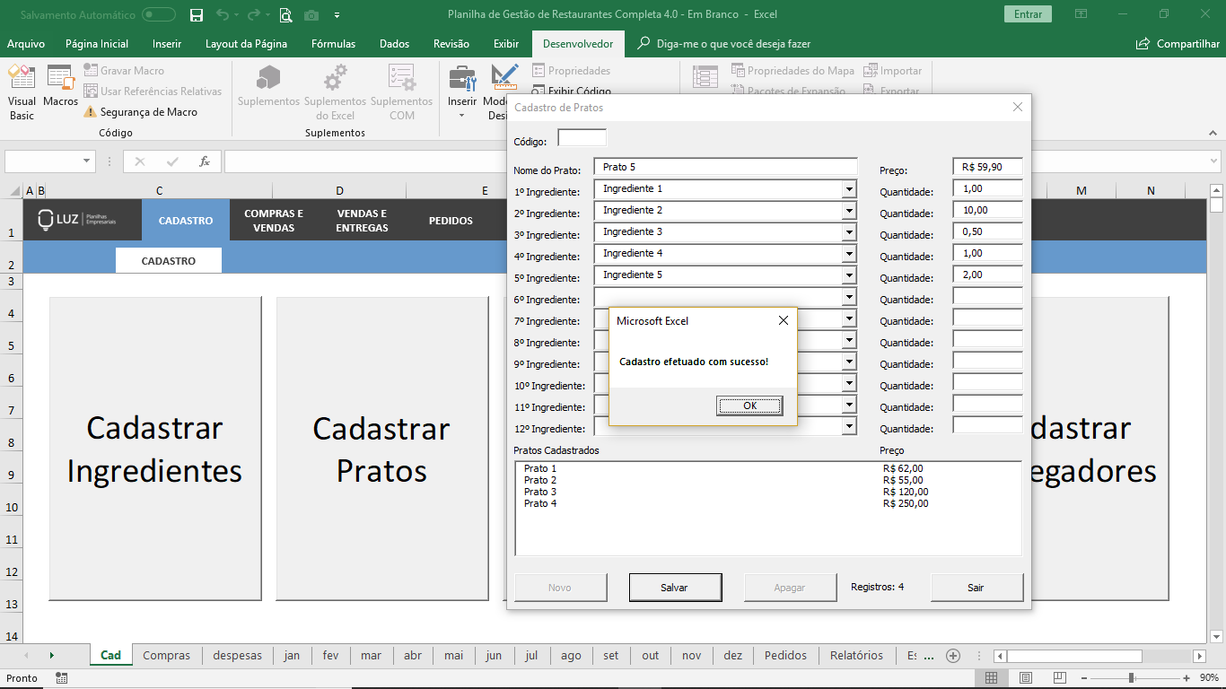 Planilha De Gest O E Custos De Restaurantes Em Excel Planilhas Prontas